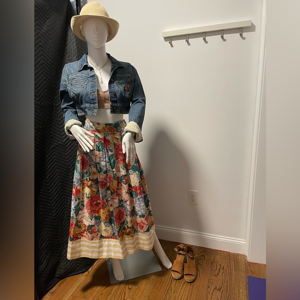 Long Floral A-line Skirt - romantic vision of Spring! (Listing the skirt only.)